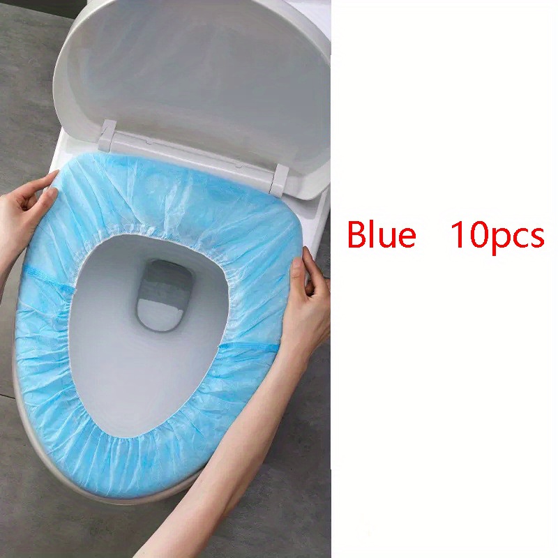 Home Essentials Bathroom Accessories - 10Pcs Blue Individually Wrapped Disposable Toilet