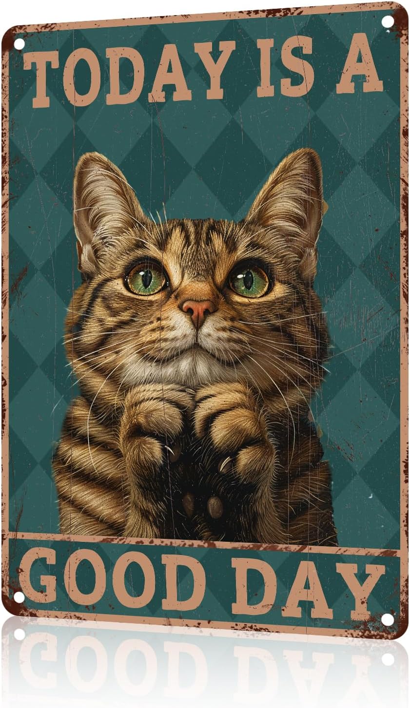 Home Goods Bathroom Decor - Cat Metal Tin Sign Home Life