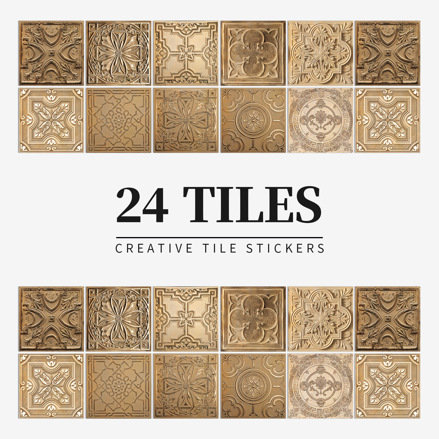 Home Bathroom Wallpaper - 24Pcs European retro style Art Tile