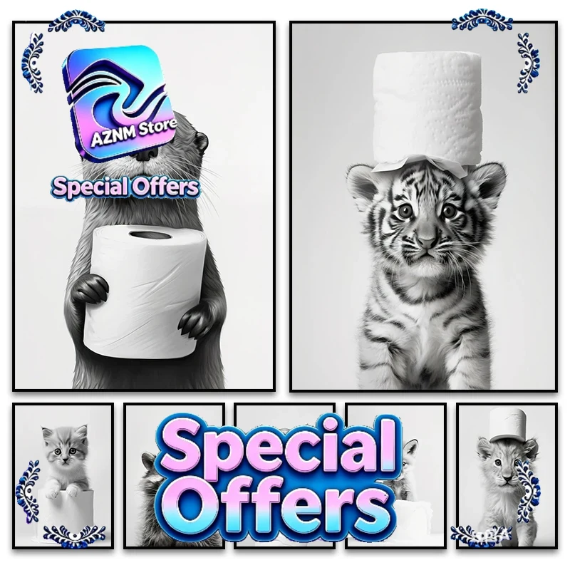 Cute Animals Toilet Paper Livi - Home Bathroom Wallpaper avis et prix