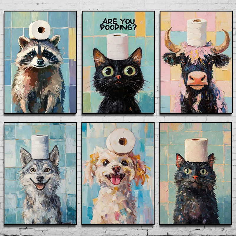 1pc frameless Toilet Paper Ani - Home Bathroom Wallpaper avis et prix