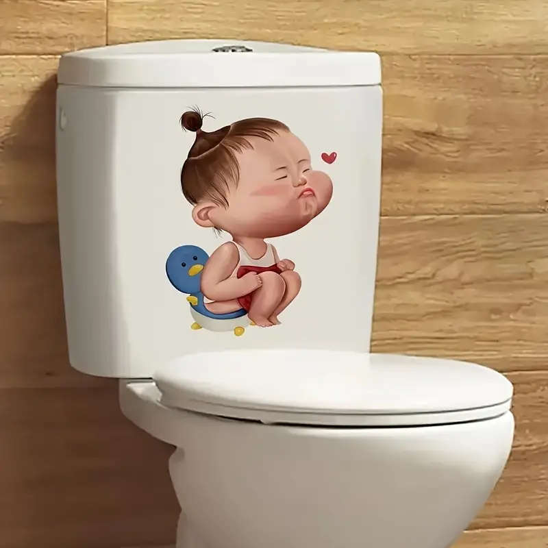 Cartoon Funny Child Toilet Sti - Home Bathroom Wallpaper avis et prix