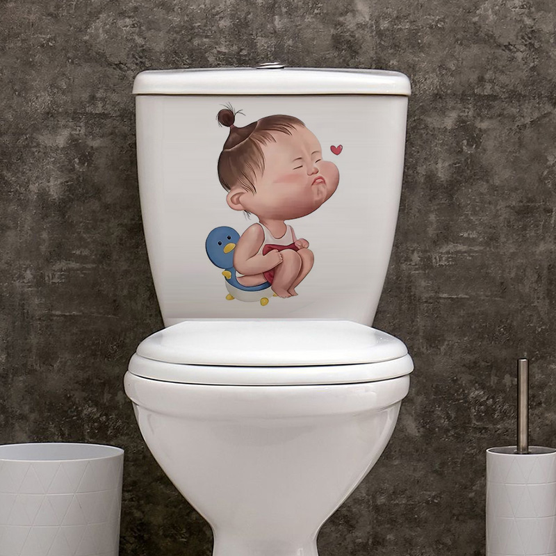 Cartoon Funny Child Toilet Sti - Home Bathroom Wallpaper avis et prix