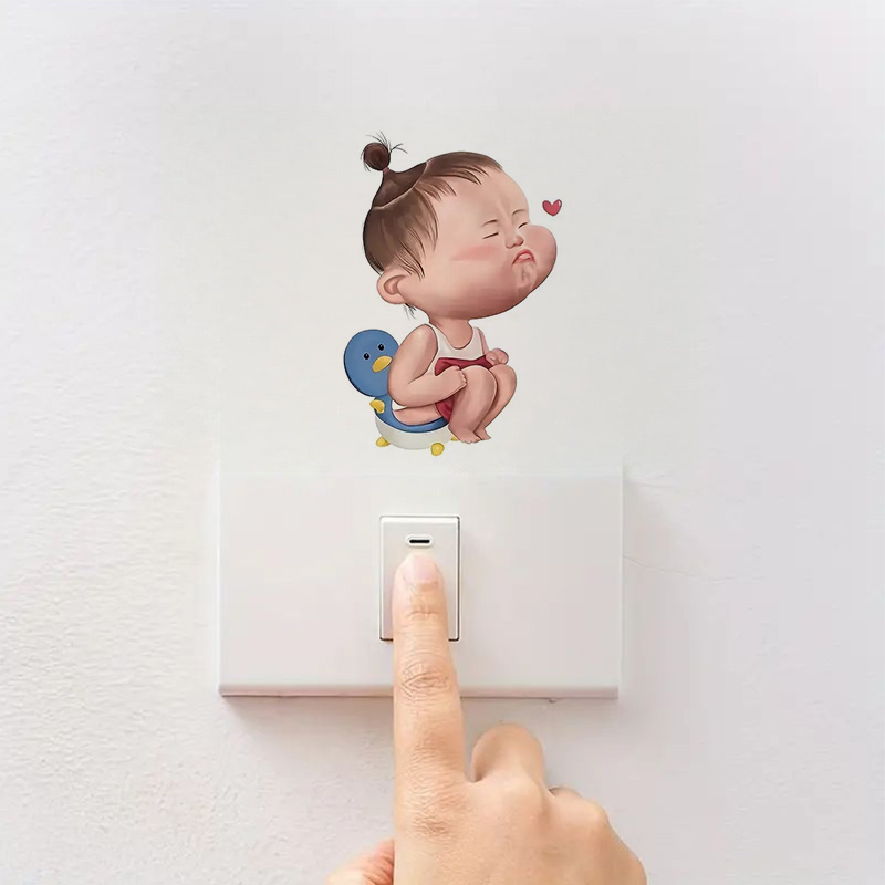 Cartoon Funny Child Toilet Sti - Home Bathroom Wallpaper avis et prix