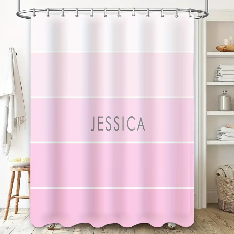 Customizable Pink Bath Curtain - Home Bathroom Name avis et prix