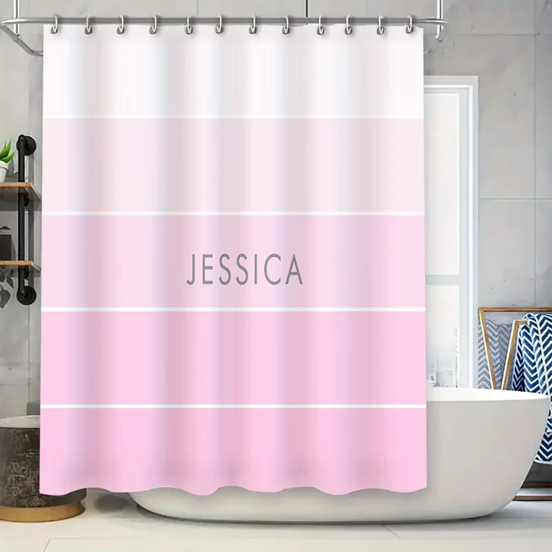 Customizable Pink Bath Curtain - Home Bathroom Name avis et prix