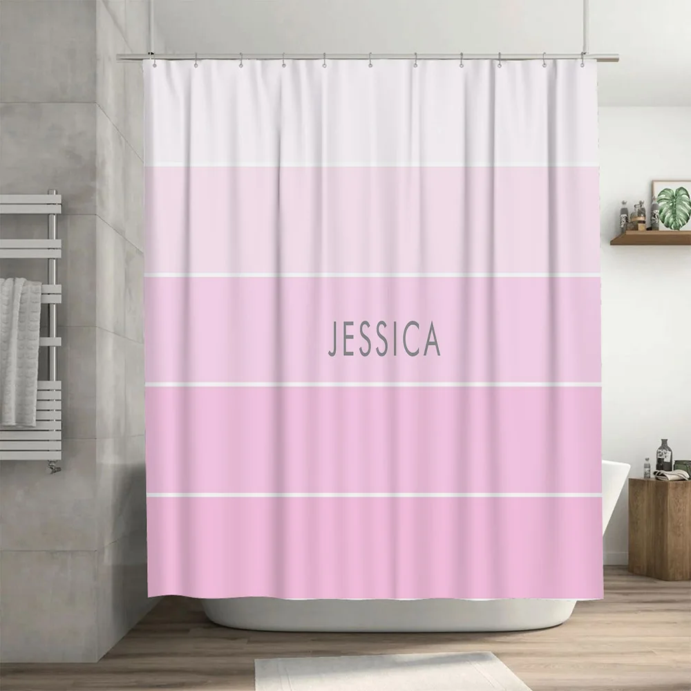 Customizable Pink Bath Curtain - Home Bathroom Name avis et prix