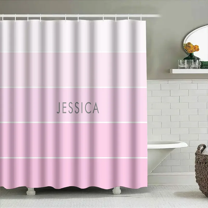 Customizable Pink Bath Curtain - Home Bathroom Name avis et prix