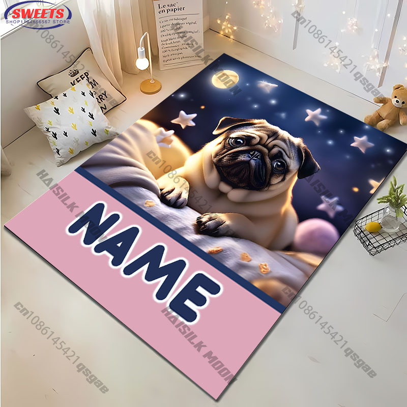 Personalized Pug Dog Area Rug, - Home Bathroom Name avis et prix