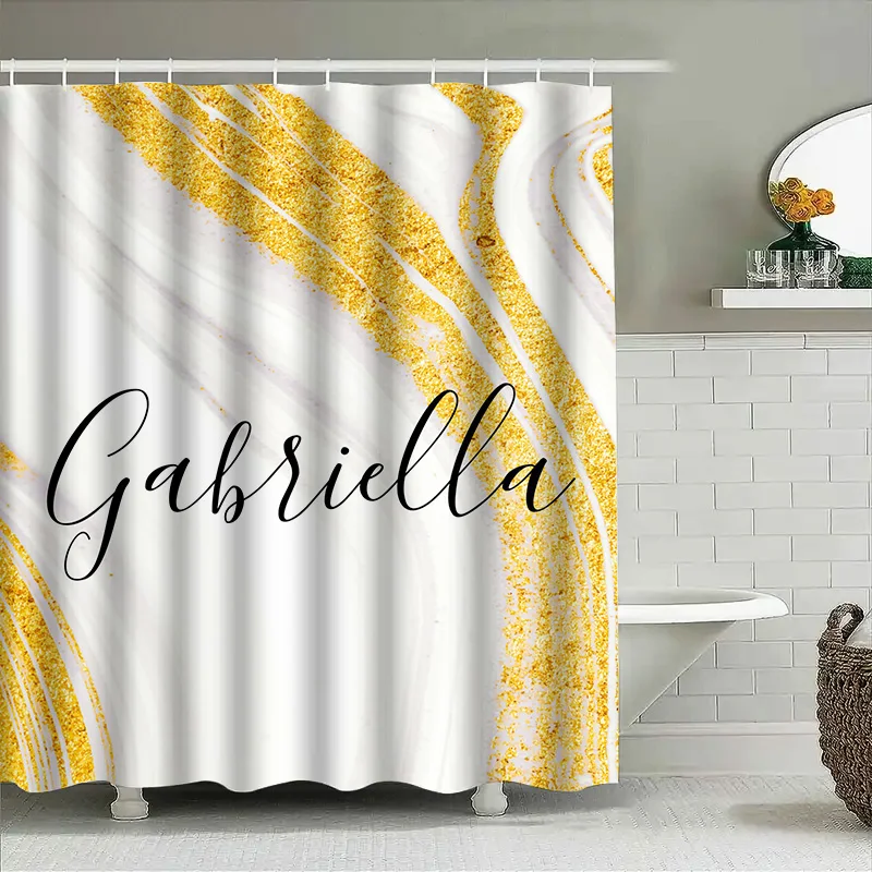 Gold Marble Shower Curtain Per - Home Bathroom Name avis et prix
