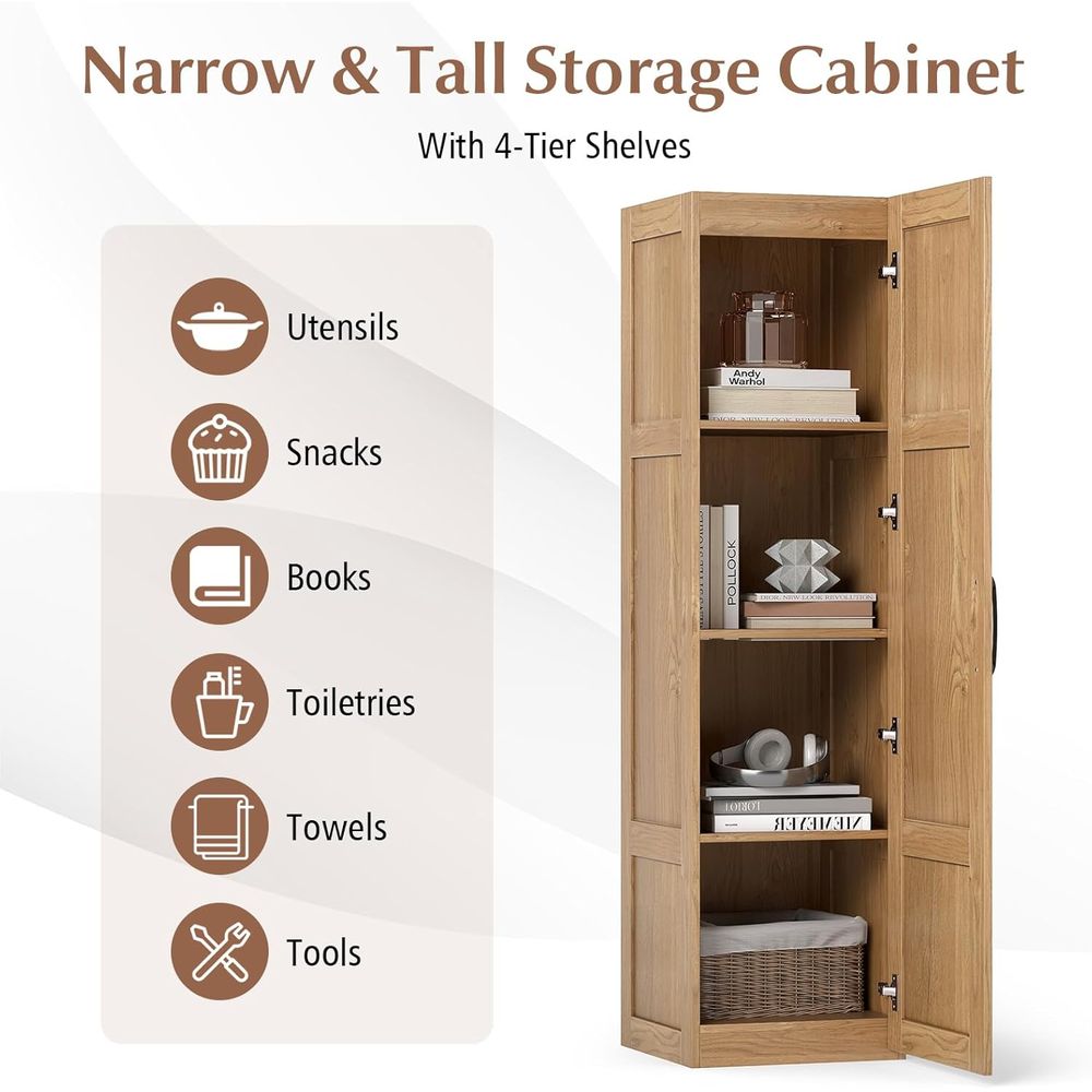 Oak Tall Slimline Bathroom Cab - Home Essentials Bathroom Cabinet avis et prix