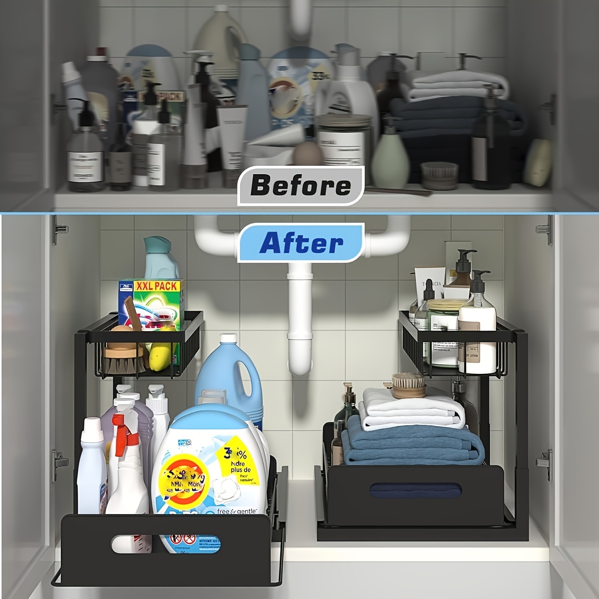 Under Sink Kitchen Storage Rac - Home Essentials Bathroom Cabinet avis et prix