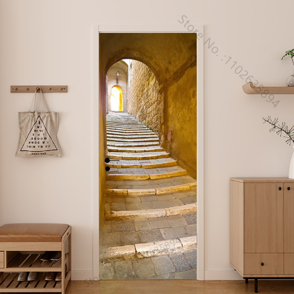 Girl Shadow Wooden Doors Vinyl - Home Bathroom Wallpaper avis et prix