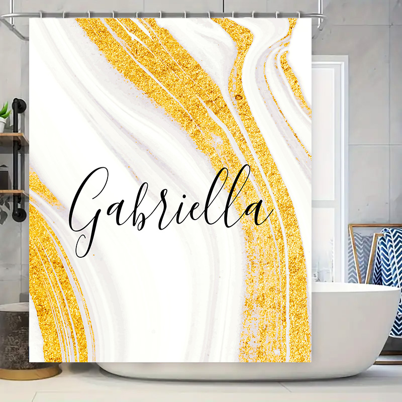 Gold Marble Shower Curtain Per - Home Bathroom Name avis et prix
