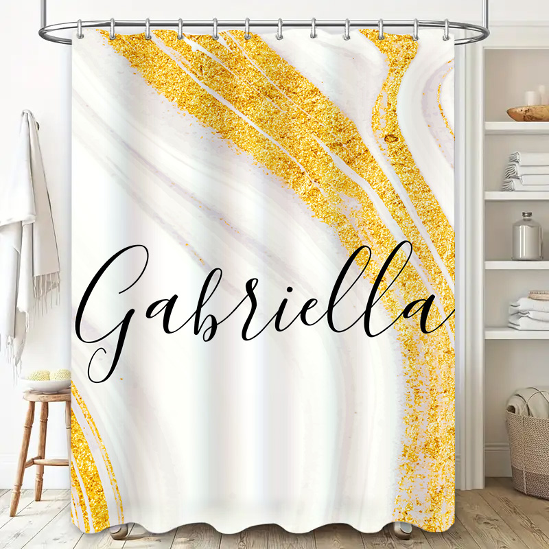 Gold Marble Shower Curtain Per - Home Bathroom Name avis et prix