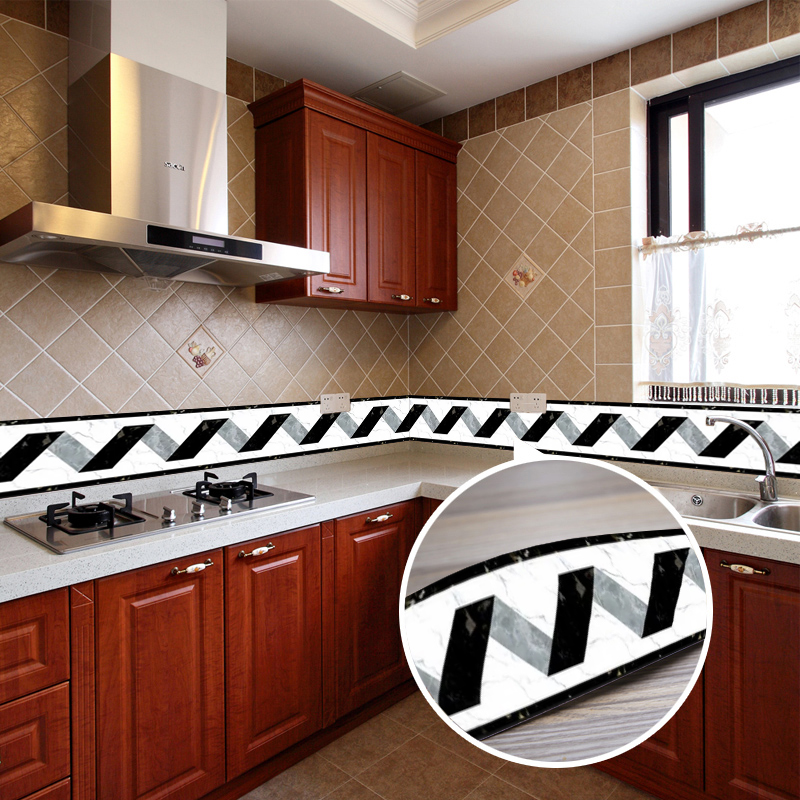 Black White Stripe Baseboard W - Home Bathroom Wallpaper avis et prix