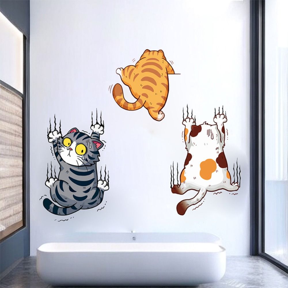 3 PCS/SET Cute Cat Wall Sticke - Home Bathroom Wallpaper avis et prix