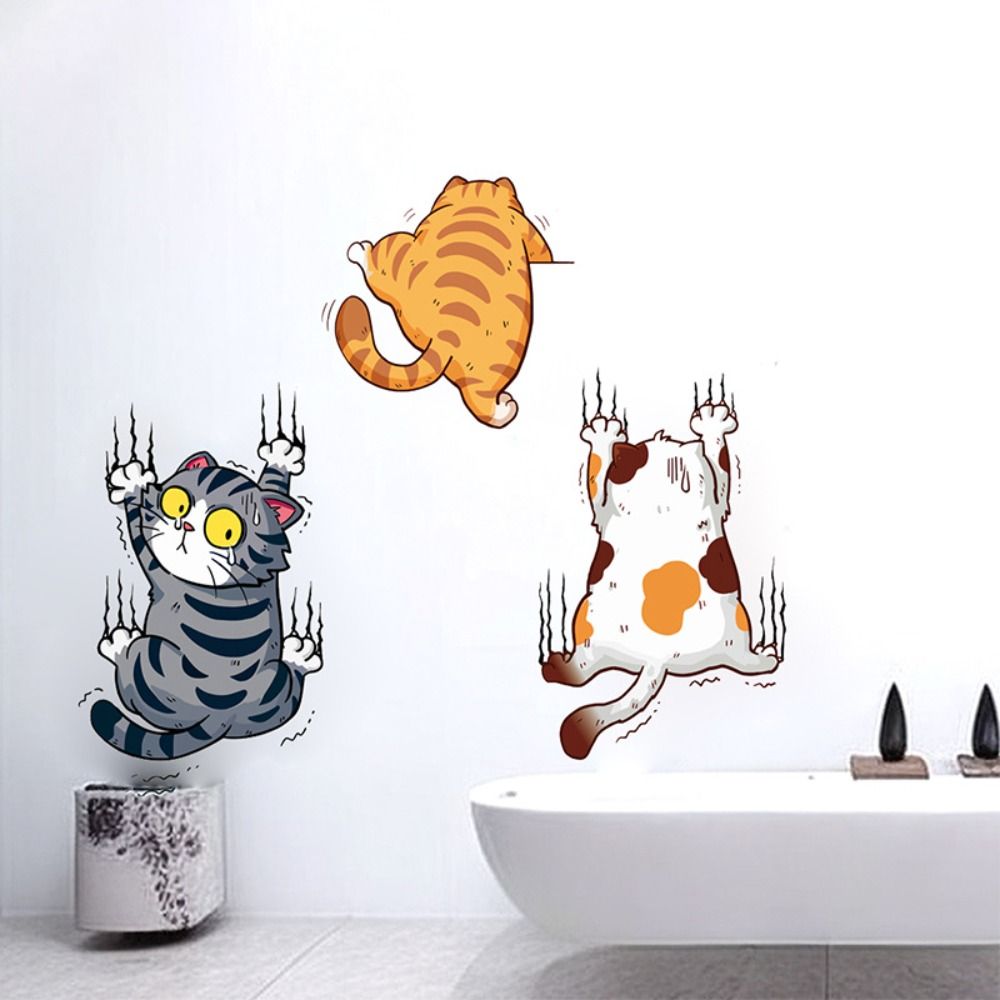 3 PCS/SET Cute Cat Wall Sticke - Home Bathroom Wallpaper avis et prix