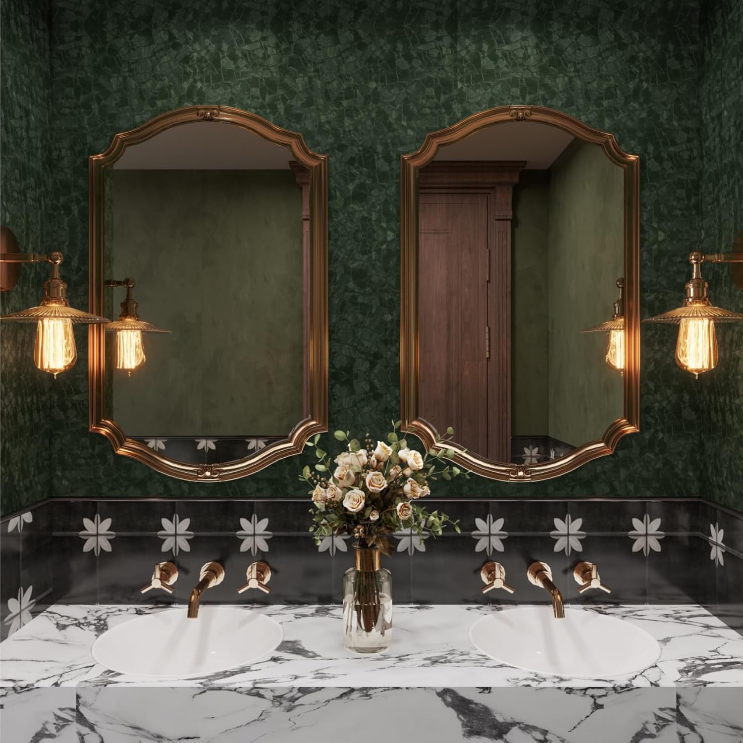 Dark Green Peel and Stick Wall - Home Bathroom Wallpaper avis et prix