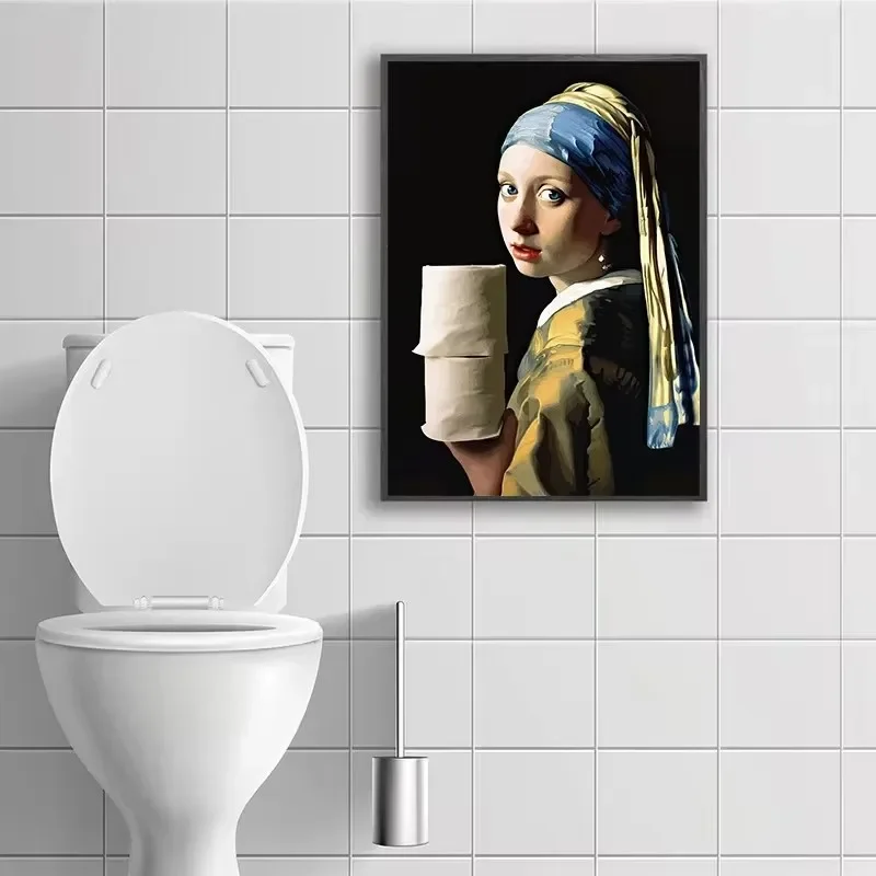 Funny Mona Lisa Wearing Pearls - Home Bathroom Wallpaper avis et prix