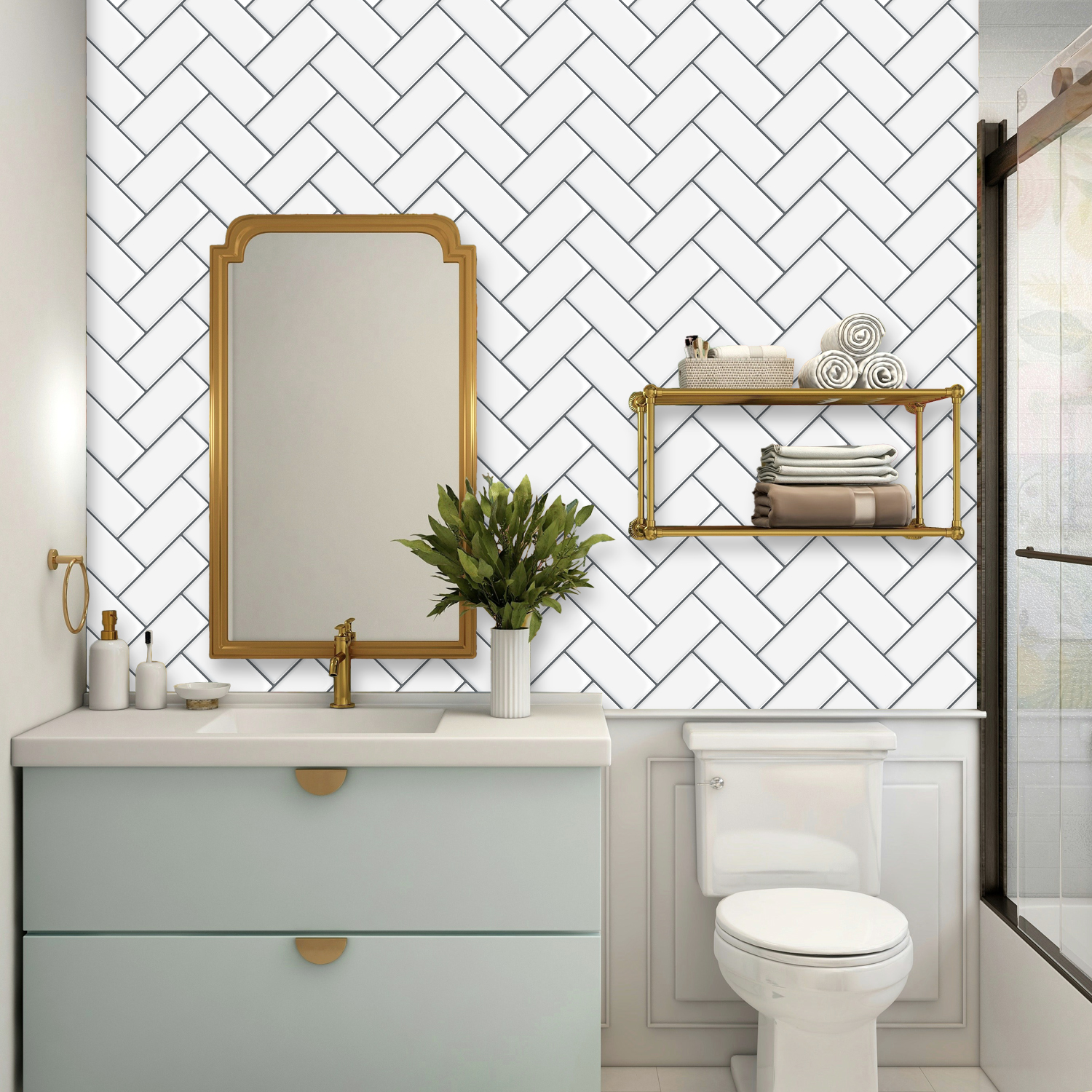 10 Sheets Peel And Stick Backs - Home Bathroom Wallpaper avis et prix