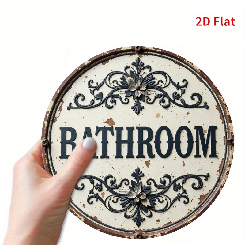 2D Flat, 1pc Vintage Round Met - Home Bathroom Name avis et prix